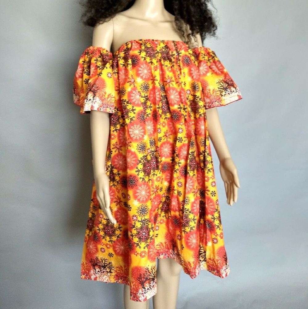 Women African print off shoulder dress